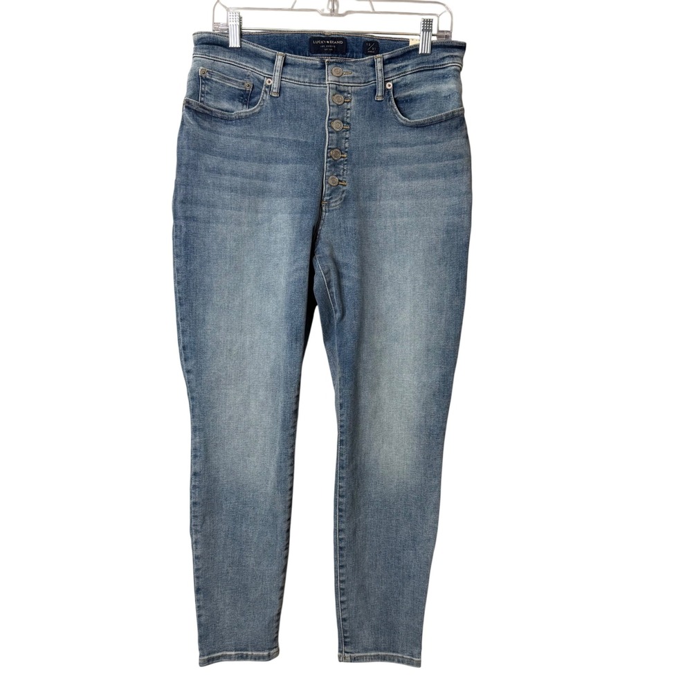 Lucky Brand Bridgette Skinny Jeans Womens 12/31 Blue High Rise Button Ankle New